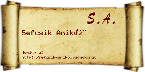Sefcsik Anikó névjegykártya